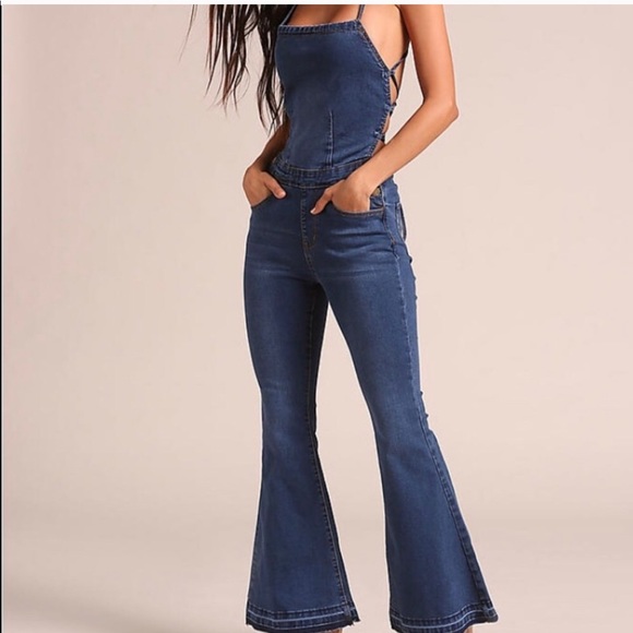 Free People Pants - Denim crossback overalls jumper